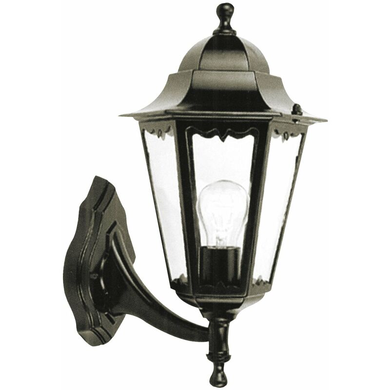 foto del prodotto lanterna minerva con braccio nero 22x22xh38cm in alluminio pressofuso