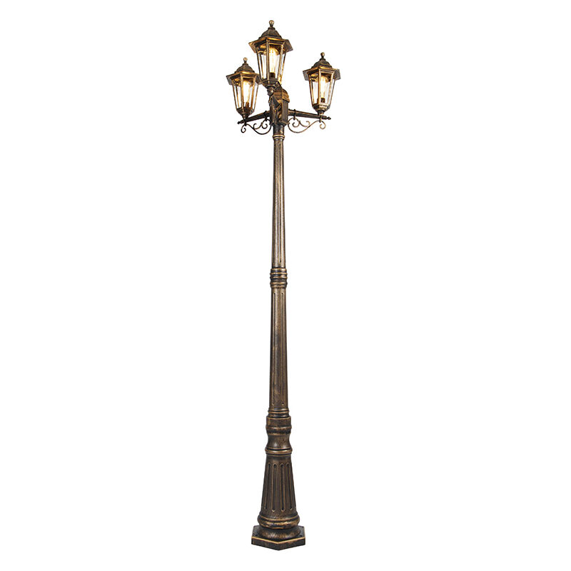 foto del prodotto lanterna new haven classico plastico,vetro oro ottone oblungo e27 max. 3 x 7 watt qazqa