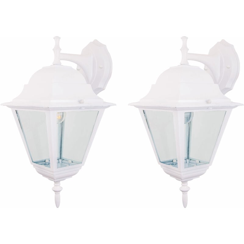 foto del prodotto lanterna new york con braccio cm 41 h in alluminio bianco schermo in vetro per lampade da 60 w giardino esterno