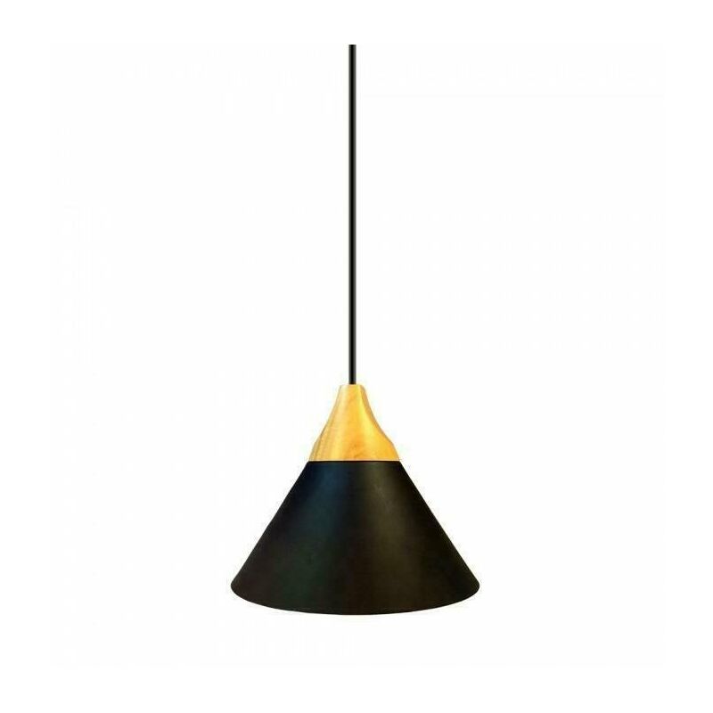 foto del prodotto lanterna pendente legno alluminio light black 3757 v tac