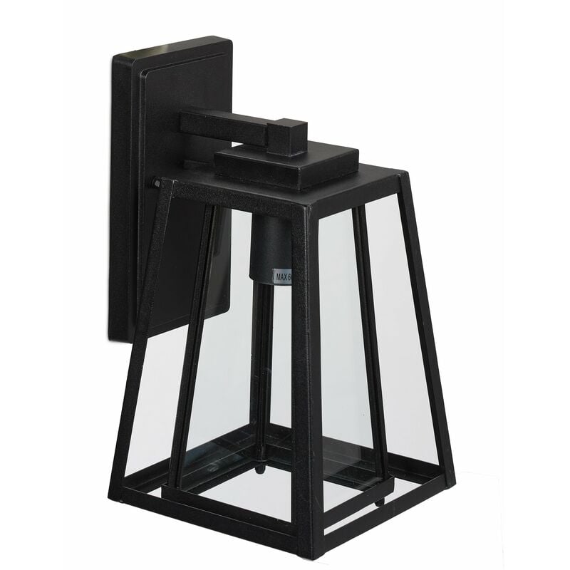 foto del prodotto lanterna per esterni, lampada a parete, acciaio e vetro, applique, moderna, giardino e veranda, e27, nero relaxdays