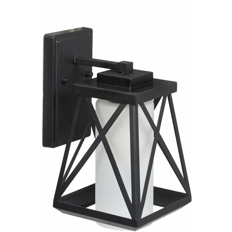 foto del prodotto lanterna per esterni, lampada a parete, acciaio, vetro, applique, moderna, giardino, terrazza, ip44, e27, nero relaxdays