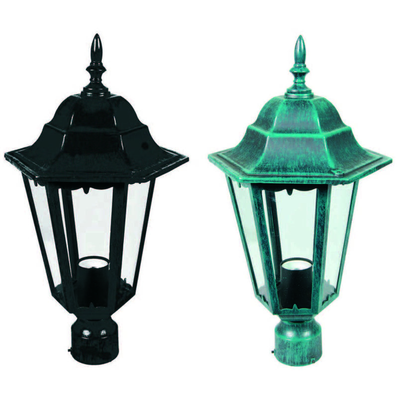 foto del prodotto lanterna per palo mm.60 modello berlino 100w ip44 mm.230x230x341h. nero