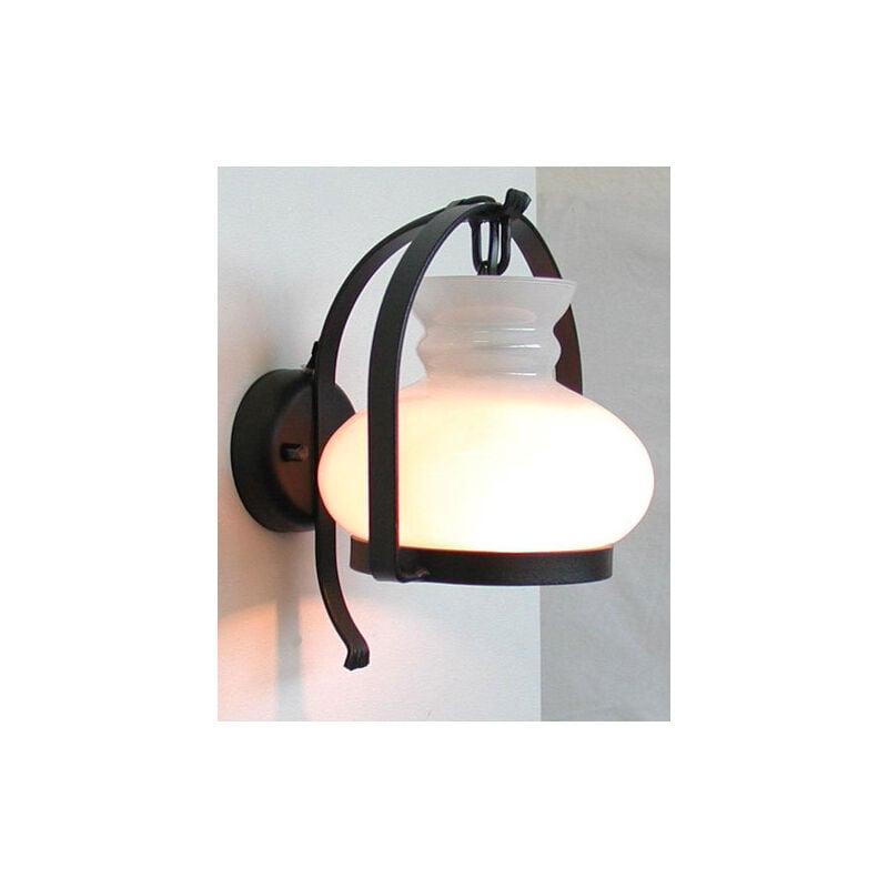 foto del prodotto lanterna plafoniera lampada applique da parete country cm.21x17x18 nero