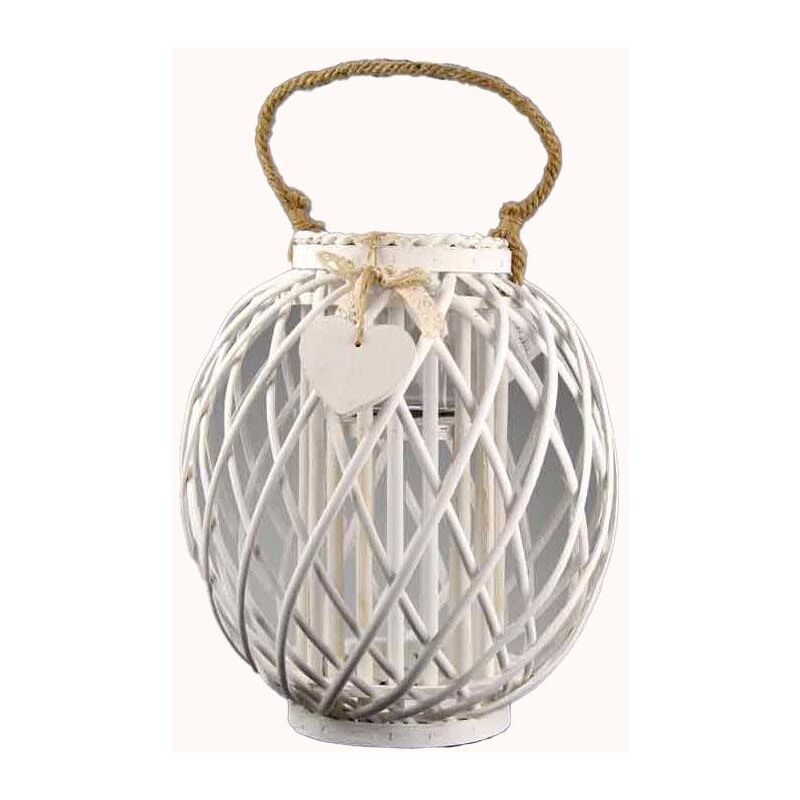 foto del prodotto lanterna porta candela bianca intreccio bambu 16x 35cm okx