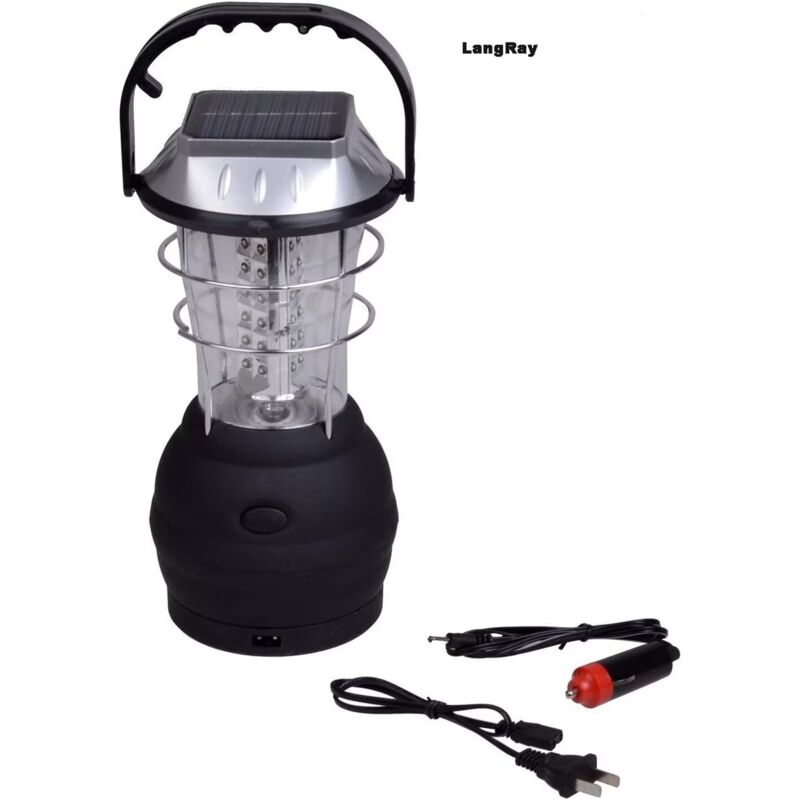 foto del prodotto lanterna solare a 5 modalit , con dinamo a manovella, ricaricabile, da campeggio, con 36 led, luce di emergenza, ultra luminosa, per ricarica auto,