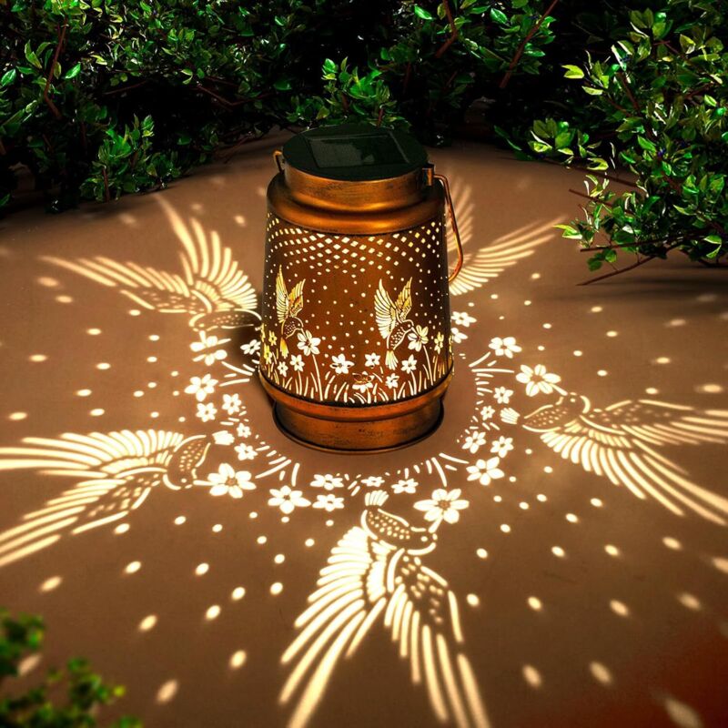 foto del prodotto lanterna solare a forma di colibr lablanc lanterna decorativa da appendere in metallo per esterni, luce decorativa a led impermeabile per giardino,