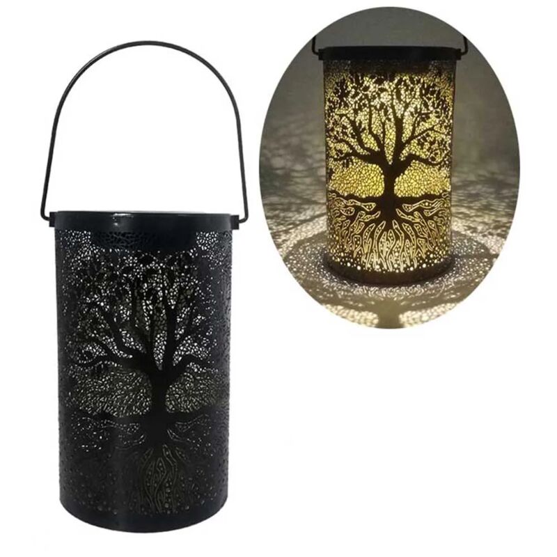 foto del prodotto lanterna solare a led in ferro battuto, lanterna retr , lampada decorativa per esterni, per giardino, patio