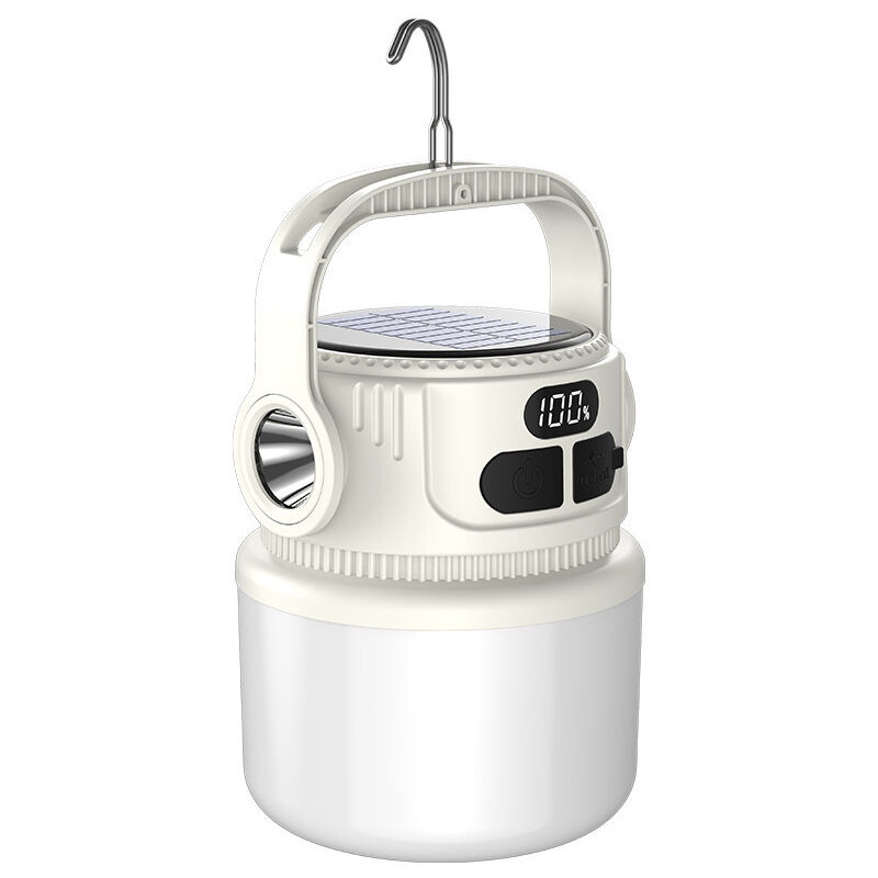 foto del prodotto lanterna solare a led per campeggio ed emergenza, ricaricabile tramite energia solare e usb, 6 livelli di luminosit regolabili, facile da trasportare