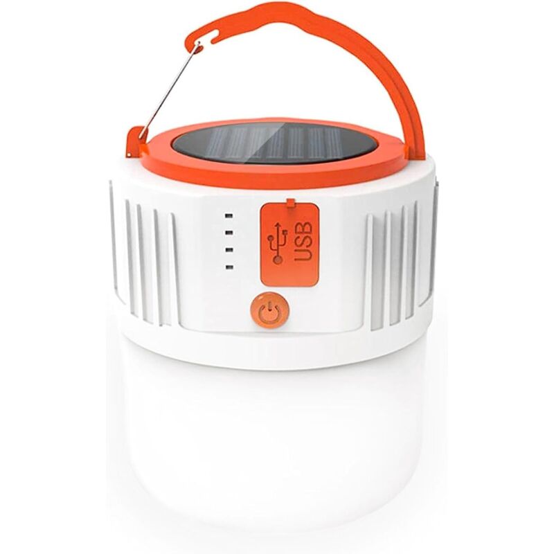 foto del prodotto lanterna solare da campeggio ricaricabile, torcia impermeabile e portatile con porta usb 5 modalit di illuminazione adatta per tenda,