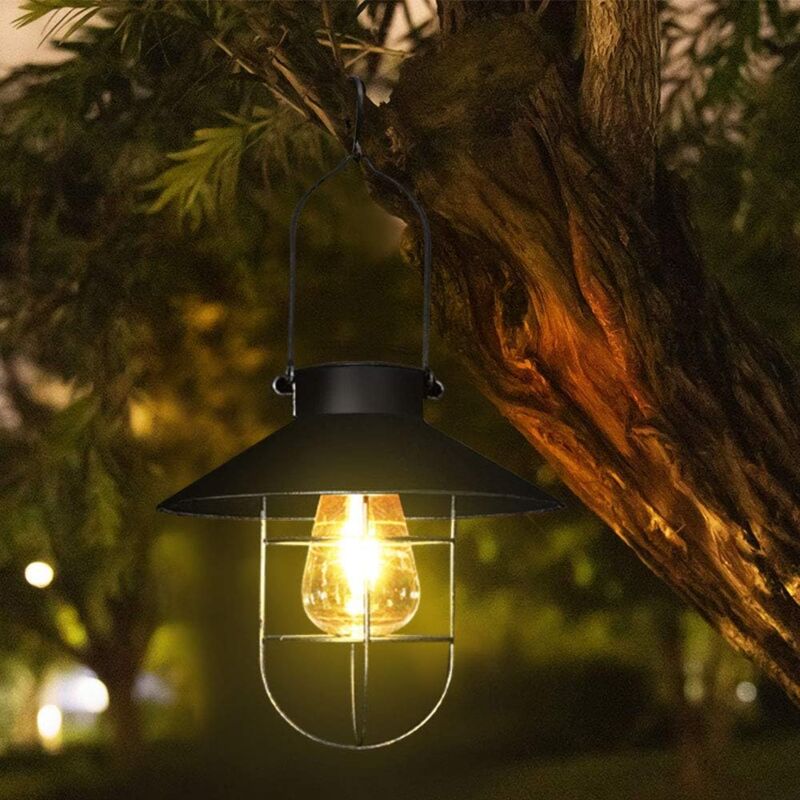foto del prodotto lanterna solare da esterno crediri, luce led solare in metallo in stile vintage per giardino, patio, orto o sentiero