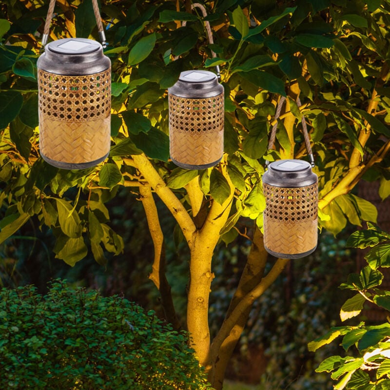 foto del prodotto lanterna solare da esterno lanterna solare da esterno boho decorativa lanterna solare per giardino esterno, sospesa, led, dxh 12 x 16 cm, set da 3