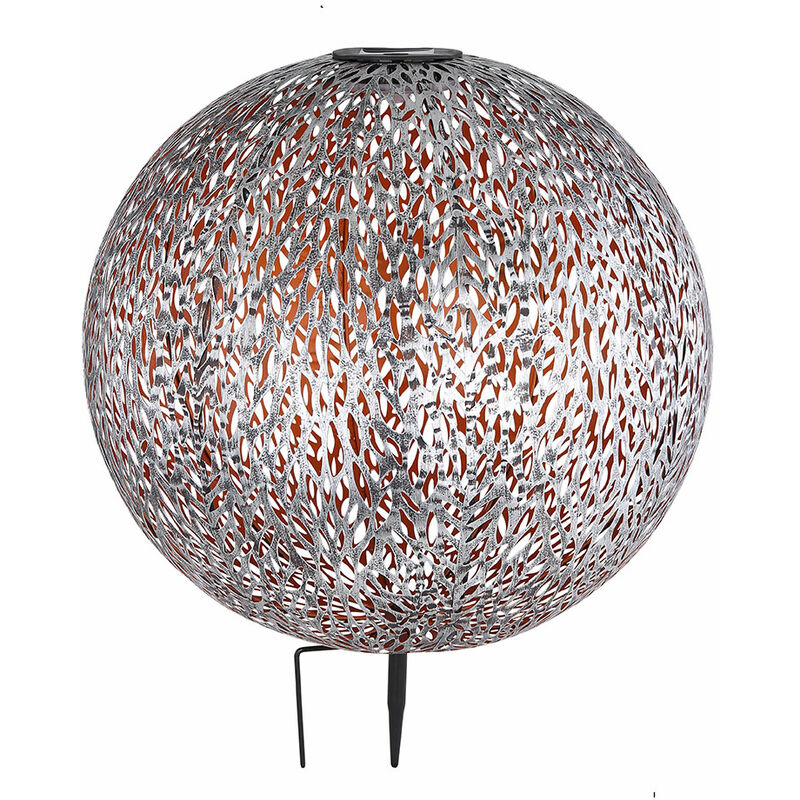 foto del prodotto lanterna solare da giardino luce solare led con presa ip44, terra appuntita, struttura in metallo oro antico argento grigio, 1x led 3000k, pxh 27x38