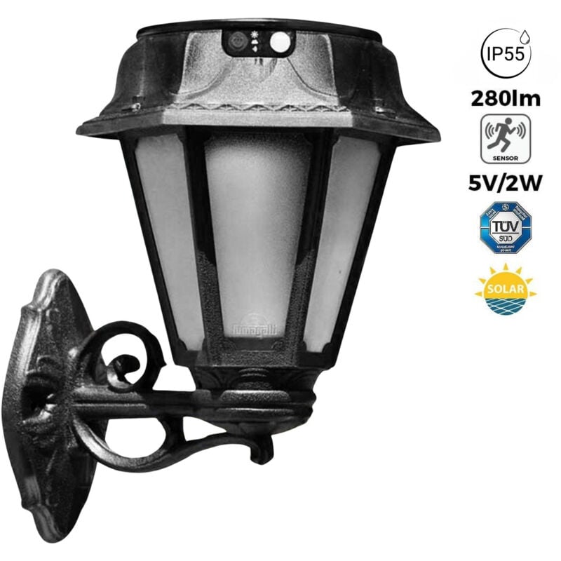 foto del prodotto lanterna solare da parete 'bisso rosetta' con sensore pir - 2