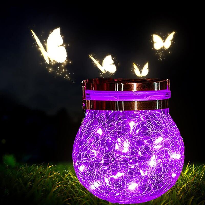 foto del prodotto lanterna solare, luci solari decorative sospese per uso esterno con 30 luci solari a led impermeabili, lampada in vetro ad energia solare per