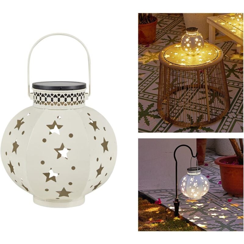 foto del prodotto lanterna solare per esterni lanterne in metallo per uso esterno luci solari per giardino, esterno, patio, albero, prato, regalo decorazione del
