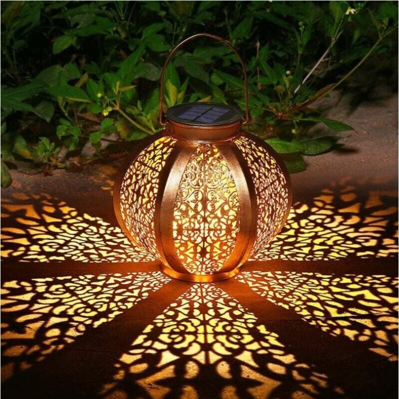 foto del prodotto lanterna solare per giardino esterno lampada da patio solare impermeabile in metallo decorativo per decorazioni per prato, patio e feste