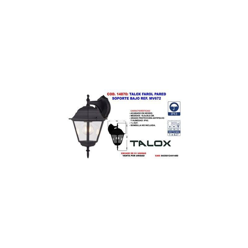 foto del prodotto lanterna talox supporto a parete basso rif. mv672