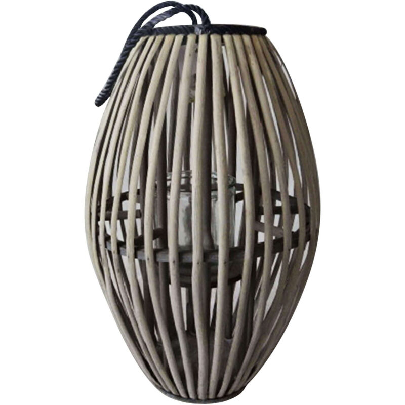 foto del prodotto lanterna violette in vimini grigio 12.5 x h40 cm