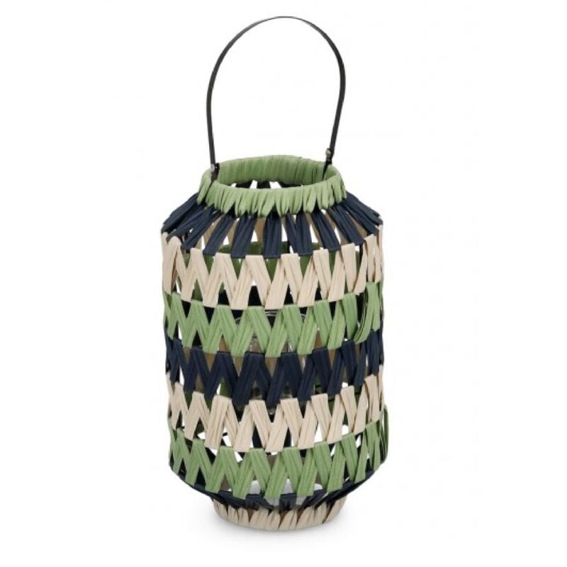 foto del prodotto lanterne jala cil con porta candela da esterna 25x40.5h verde blu