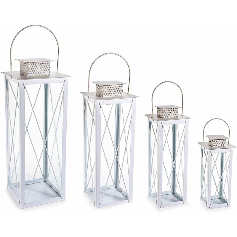 foto del prodotto lanterne per candele e lumini in metallo shabby chic set da 4 lanterne portacandela