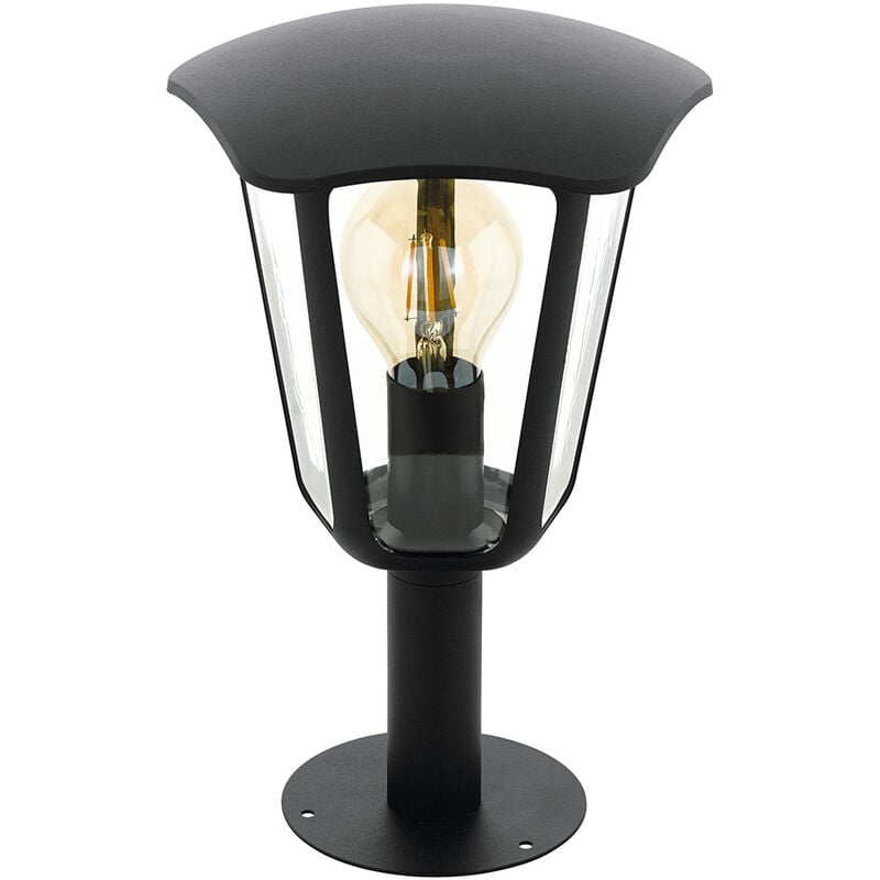 foto del prodotto lanterne per esterni lampada da terra per esterni lanterna da terra per esterni in fusione di alluminio nero trasparente, 1x attacco e27, pxh 23x33,5