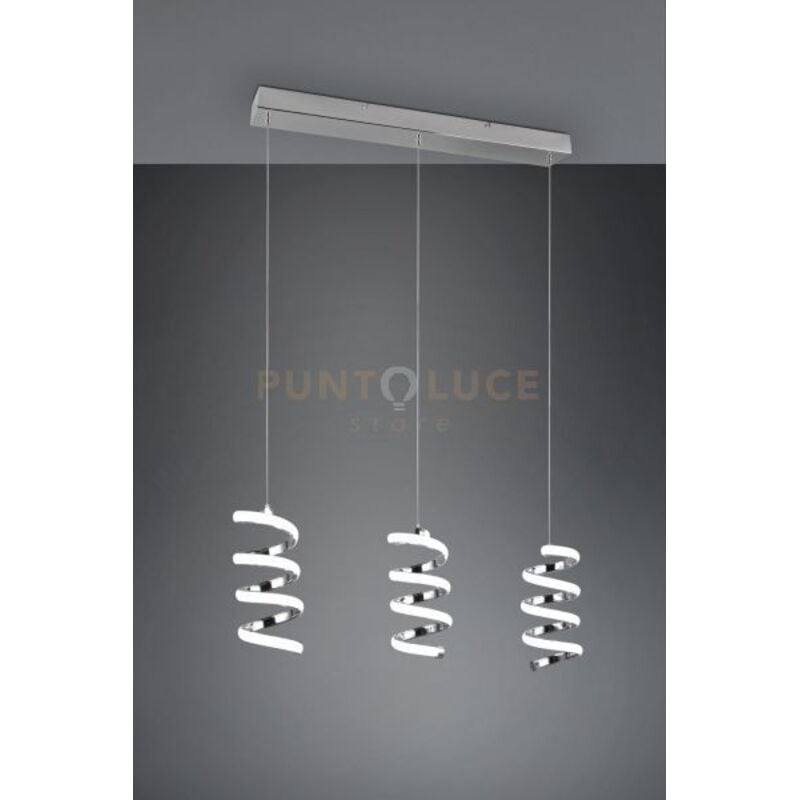 foto del prodotto laola sospensione led 24w 3750lm, 4000k 3 spirali cromate dimmerabile con interruttore l. 70cm