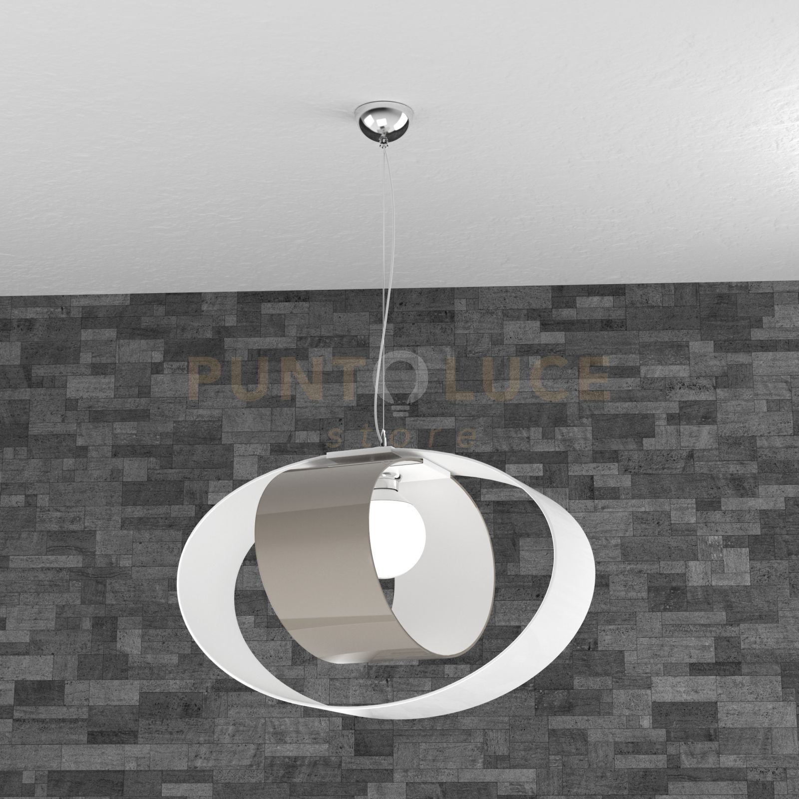 foto del prodotto lap sospensione d.55 cm. 1 luce tortora vetro interno 1 luce tortora ed esterno 1 luce bianco 1146 s55 to