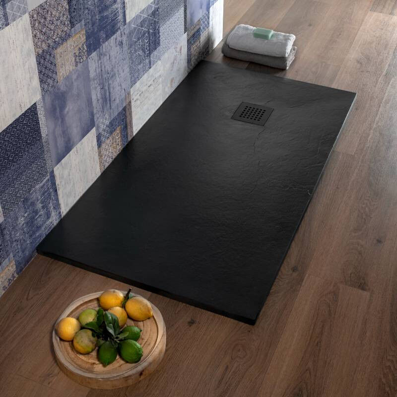 foto del prodotto lapis piatto doccia in resina 70x130 cm antracite effetto pietra blan
