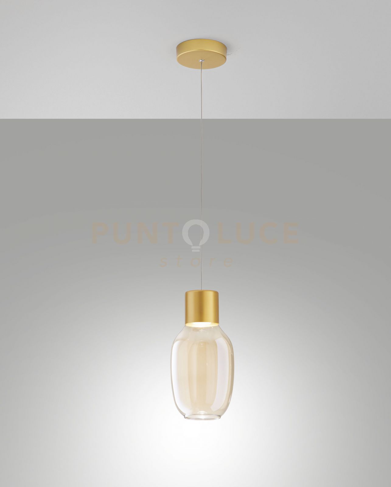 foto del prodotto lapo sospensione 1 luce cognac a led 3000k 12w 1300 lm dimmerabile in metallo e vetro