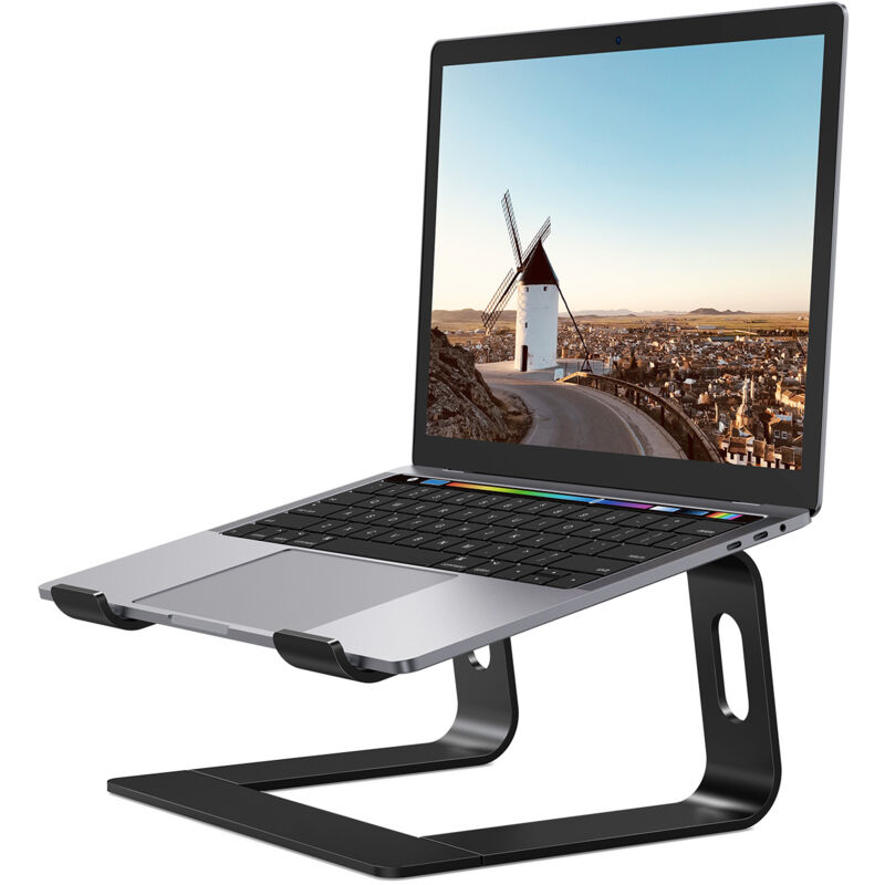 foto del prodotto laptop stand, ergonomic aluminum stand, compatible with 1015.6 black 