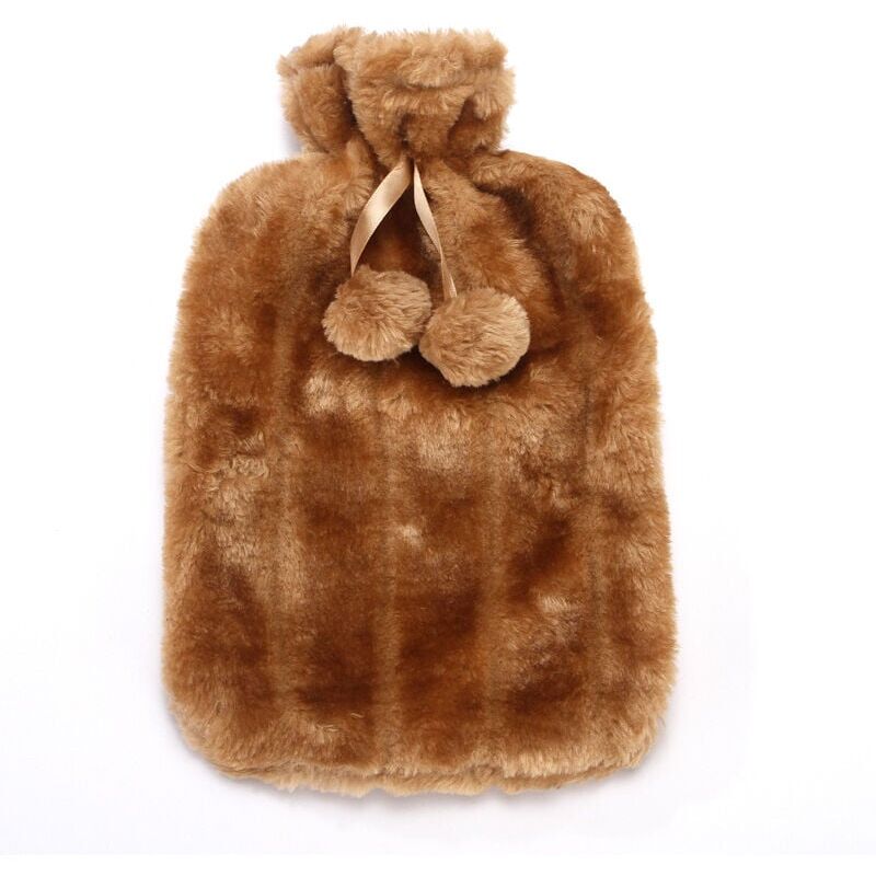 foto del prodotto lar hot bottle borsa per l acqua calda marrone da 2 litri con rivestimento in pelliccia sintetica
