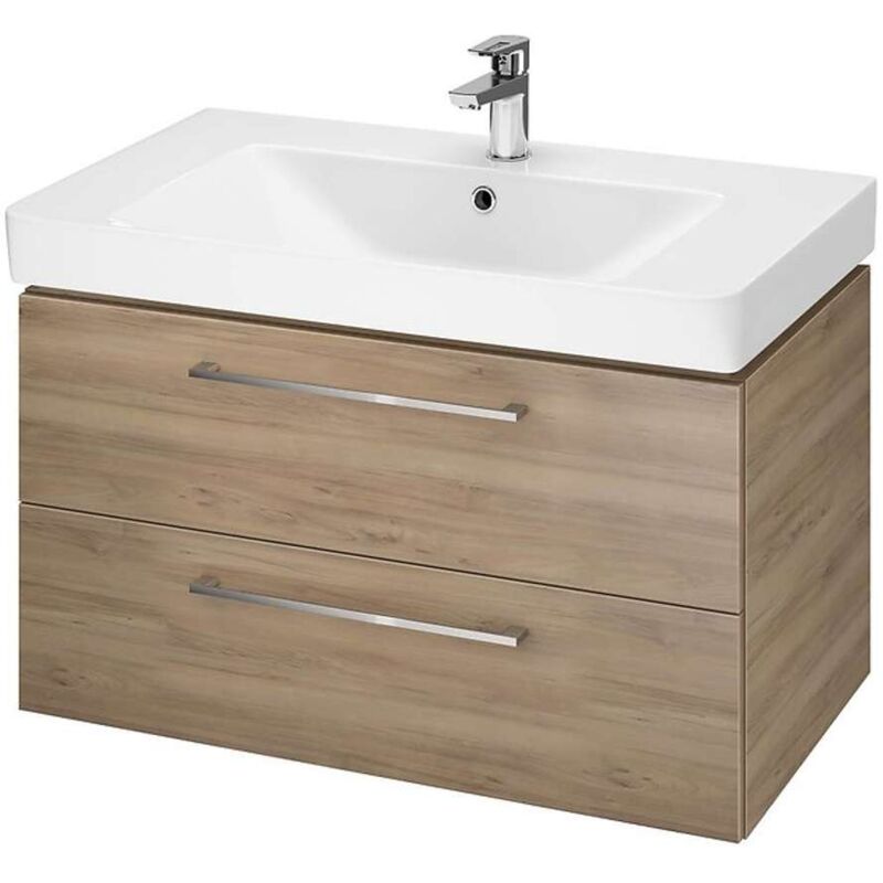 foto del prodotto lara mobiletto con lavabo, 45x79x45 cm, 2 cassetti, noce s801 339 dsm cersanit