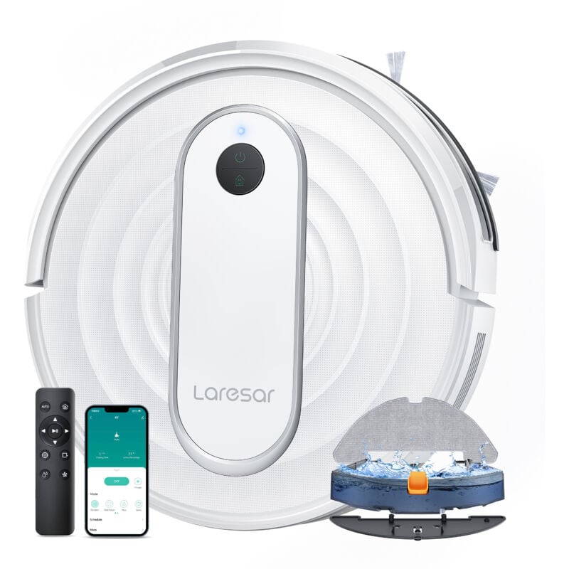 foto del prodotto laresar p10 robot aspirapolvere, 4500 pa robot aspirapolvere silenzioso e sottile, connesso con wifi alexa app, ideale per peli di animali