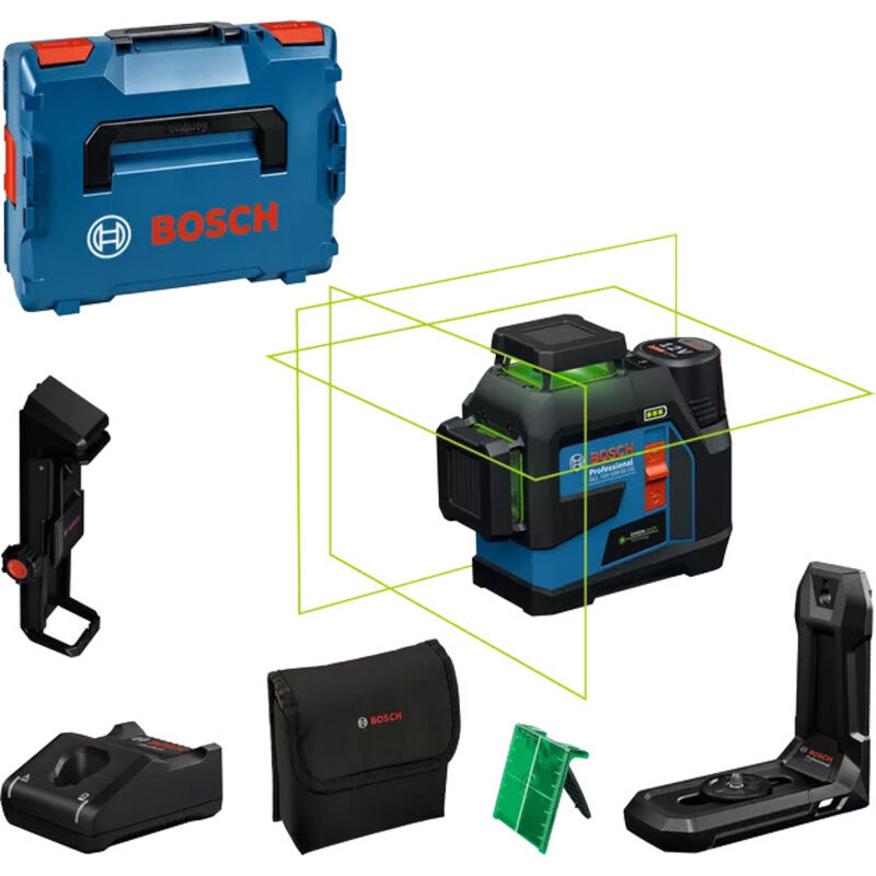 foto del prodotto laser 3 piani gll 12v 100 33 cg bosch con 1 batteria 12v 2.0ah caricatore accessorio lboxx 0601065401
