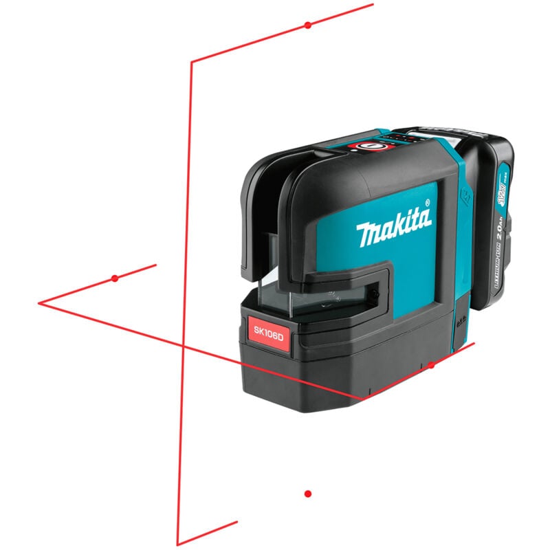 foto del prodotto laser a croce a batteria makita sk106dz, rosso 12v max. senza batteria, senza caricabatterie 
