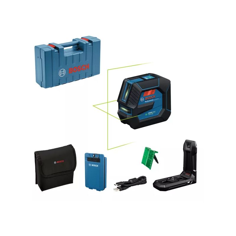 foto del prodotto laser di linea bosch gll 20 22 g supporto universale lb10 batteria ricaricabile ba3,7v xl in valigetta