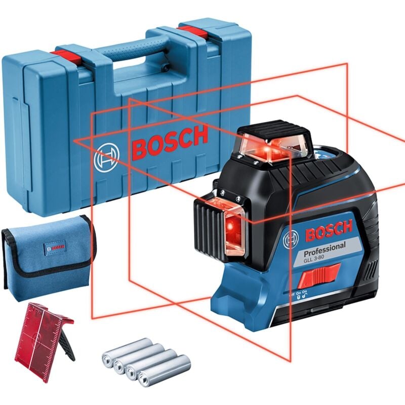 foto del prodotto laser di linea bosch gll 3 80 professional con borsa di protezione in valigetta artigianale