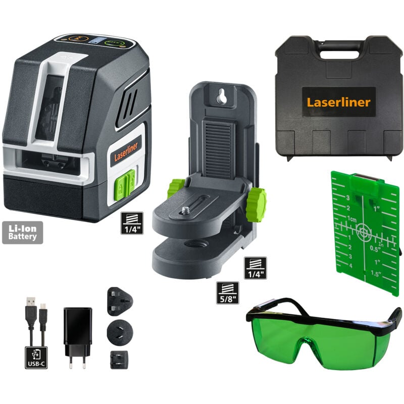 foto del prodotto laserliner - laser a linee incrociate pocketcross-laser 2g, laser verde con accessori