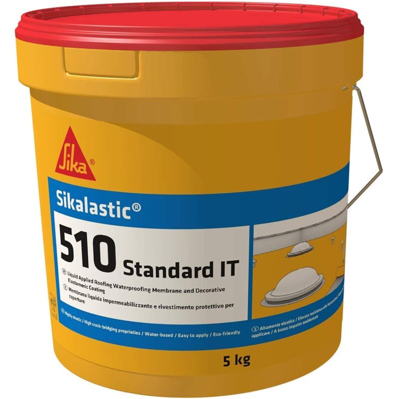 foto del prodotto lastic 510 standard it, grigio membrana liquida impermeabilizzante rivestimento decorativo elastomerico applicazione a freddo 5kg sika