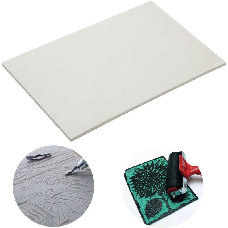 foto del prodotto lastra in linoleum per linoleografia essdee stampa concava in rilievo grigio 20x15 cm