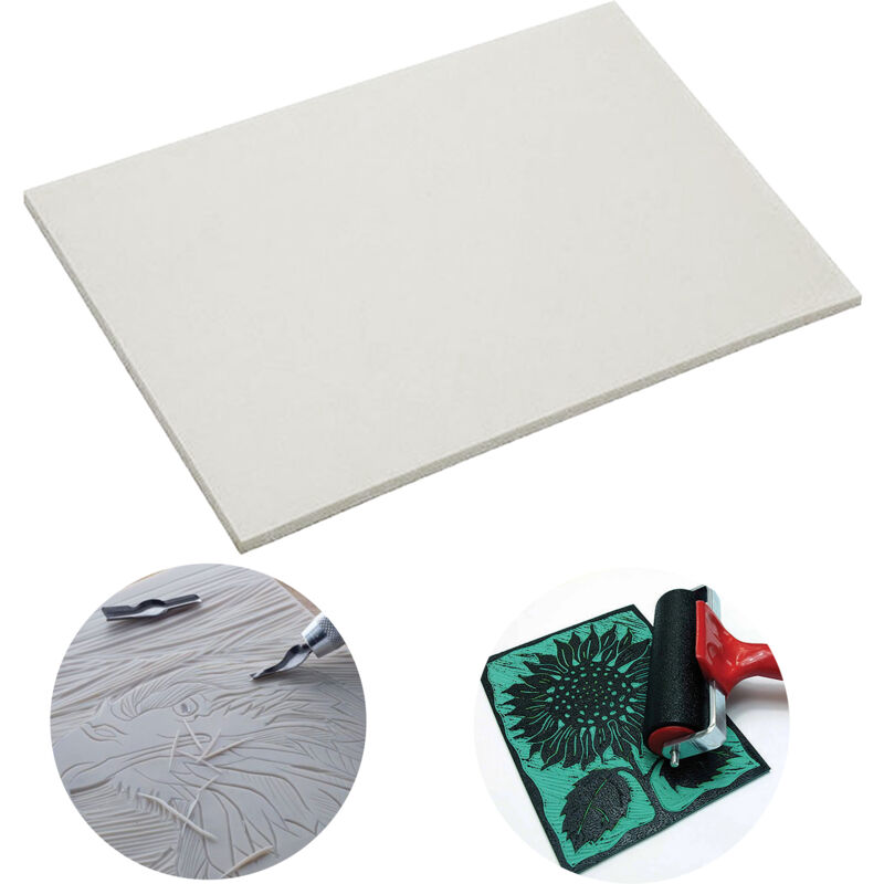 foto del prodotto lastra in linoleum per linoleografia essdee stampa concava in rilievo grigio 30x20 cm