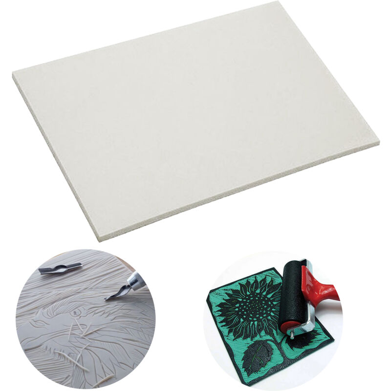 foto del prodotto lastra in linoleum per linoleografia essdee stampa concava in rilievo grigio 40x30 cm