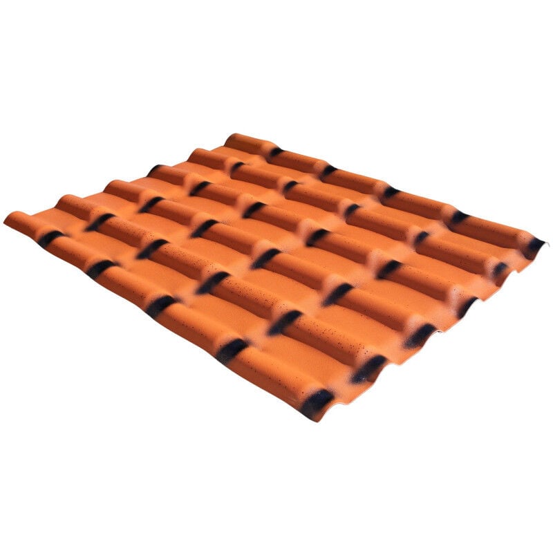 foto del prodotto lastra in pvc imitazione tegola mini, 110 cm x 90 cm colore anticato, larghezza 90cm, lunghezza 110cm