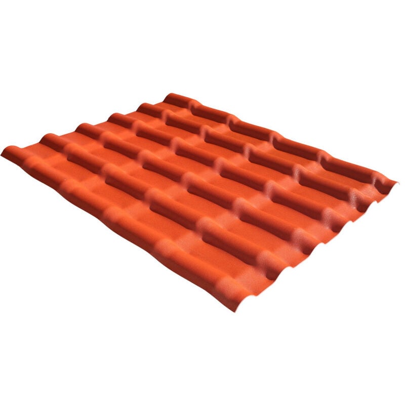 foto del prodotto lastra in pvc imitazione tegola mini, 110 cm x 90 cm colore terracotta, larghezza 90cm, lunghezza 110cm
