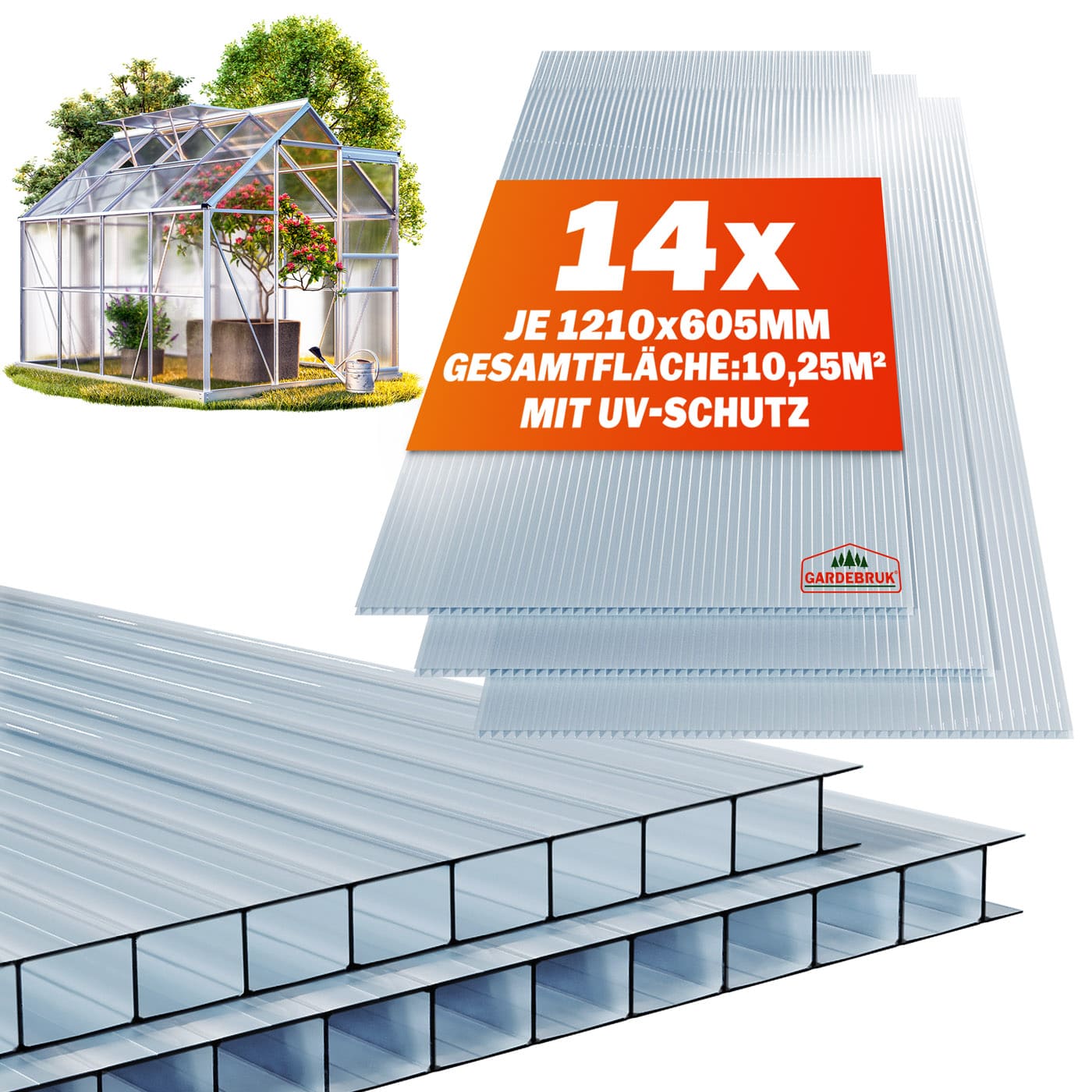 foto del prodotto lastre alveolare set da 14 policarbonato 4mm 10,25m 