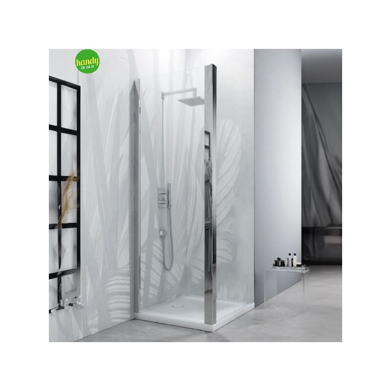 foto del prodotto lato doccia fisso volturno silqua by mobo trasparente per porta saloon spess. 6mm h 195 x 87 89 cm