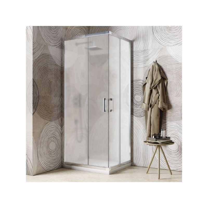 foto del prodotto lato doccia telescopico in vetro temperato satinato 4mm modello tina h.190 cm 90-100 satinato mobo