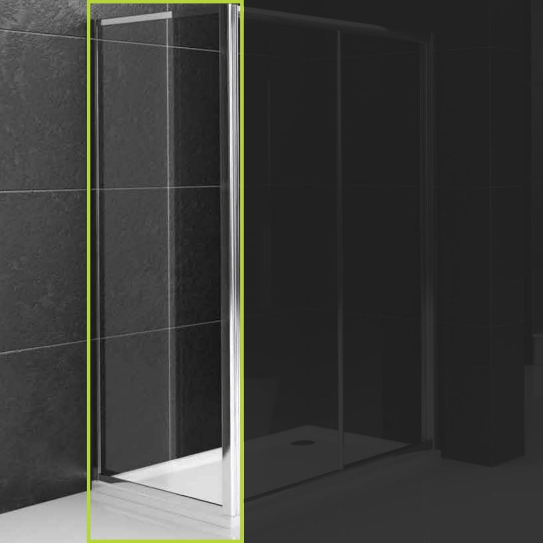 foto del prodotto lato fisso per box doccia porta scorrevole slide cristallo temprato misure 68-70cm x h190cm trasparente, confezio...