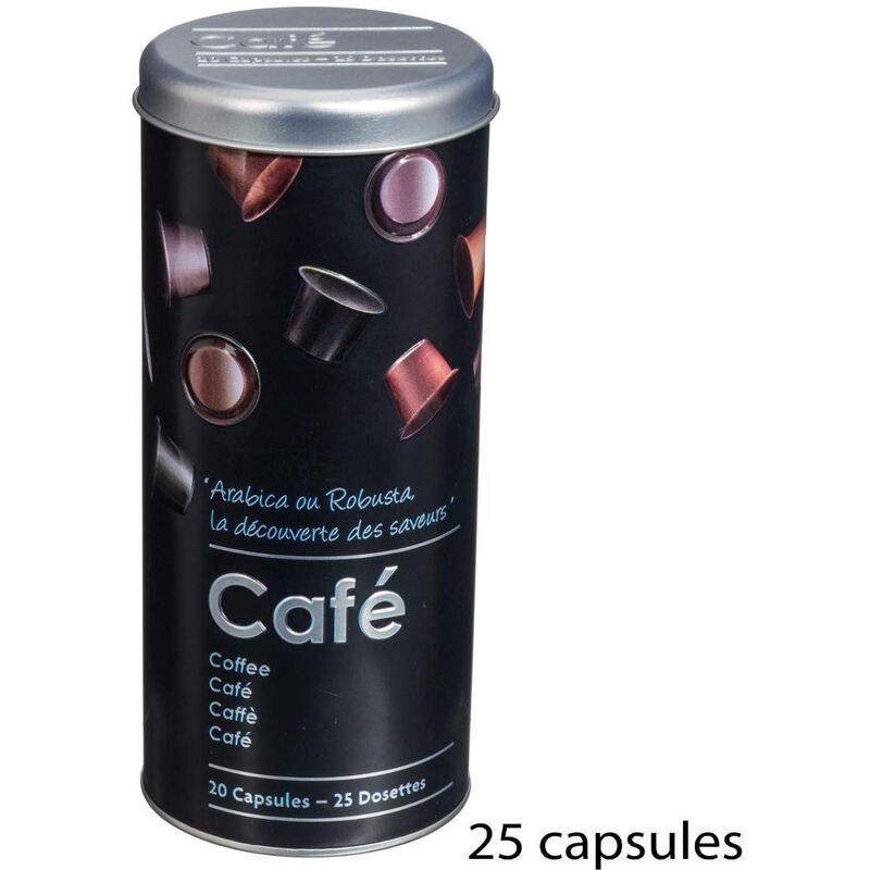 foto del prodotto lattina di caff con capsula in metallo black edition nera 5five